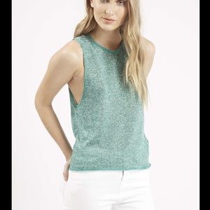 Topshop Heather Green Knit Muscle Crop Tank Top